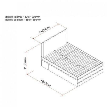 Cama Casal Multifuncional Madeira Maciça 6 Gavetas Comfort Linha