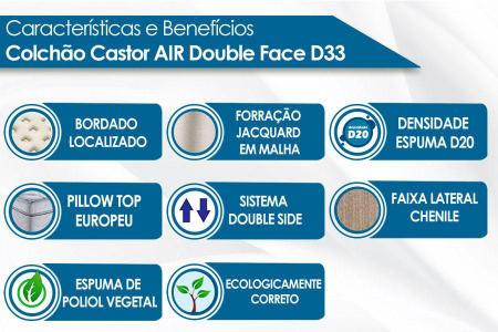 Imagem de Cama Castor Casal Black e White Air Double Face D33 138x188x54 + Box Castor