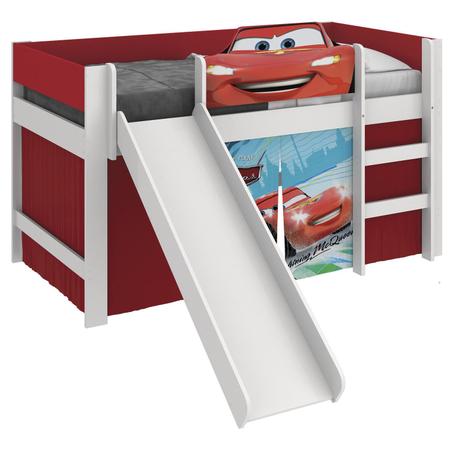 Imagem de Cama com Escorregador Carros Disney Play Pura Magia Branco/Vermelho