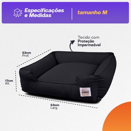 Imagem de Cama de Cachorro com Zíper Caminha Pet Impermeável 53x53 Black