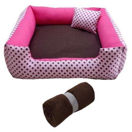 Imagem de Cama de cachorro ou gato caminha lavavel para pet médios até 12kg  + coberta manta soft