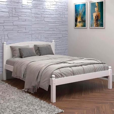 Imagem de Cama De Casal De Madeira Maciça Pinus E Mdf Stella Totalità Branco