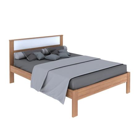 Imagem de Cama de Casal para Colchão 138 x 188 cm Multimóveis CR35009 Amendoa/Branca