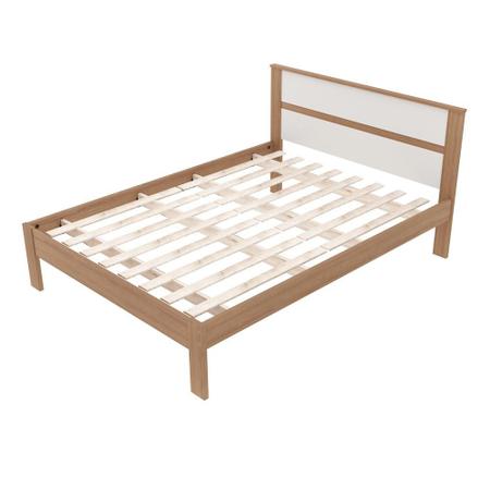 Imagem de Cama de Casal para Colchão 138 x 188 cm Multimóveis CR35009 Amendoa/Branca