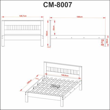 Imagem de Cama de casal para colchão 1,38m CM8007 Tecno Mobili