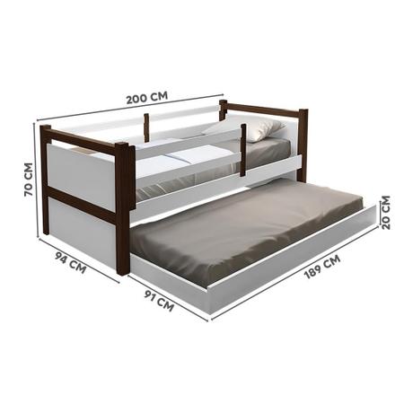 Imagem de Cama De Solteiro Com Auxiliar Branco Bianca New Luapa