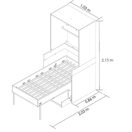 Imagem de Cama de Solteiro Retrátil Vertical com Mesa Escrivaninha Forman SVS Pecan e Freijó