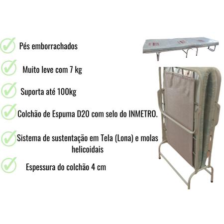 Cama Dobrável Portátil de Solteiro com Colchão Embutido - LH Móveis - Cama  Camping - Magazine Luiza