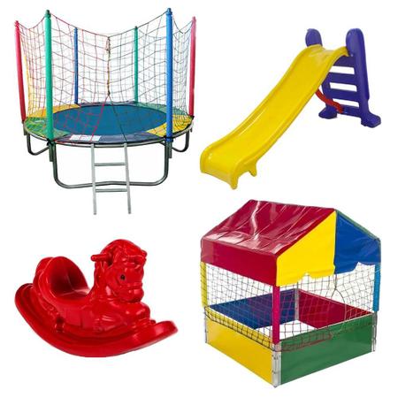 Tudo a pronta entrega. playground , area baby, cama elastica, piscina de  bolinhas, grama sintética, escorregadores, gangorras