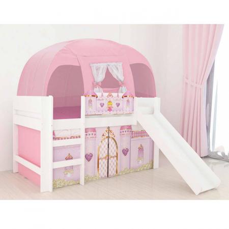 Cama Barbie Play com Escorregador e Barraca Pura Magia Branco com