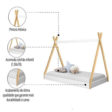 Imagem de Cama Infantil Cabana Montessoriana Branco J&A