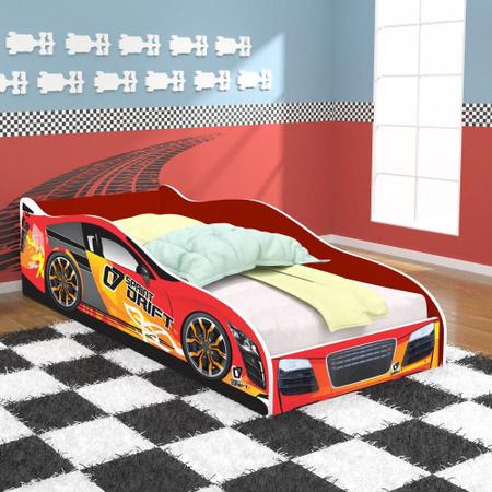 Cama Infantil Carro Drift 150x70 cm com Colchão - Vermelho / Vermelho - RPM  Móveis - Mel - Carrefour - Carrefour