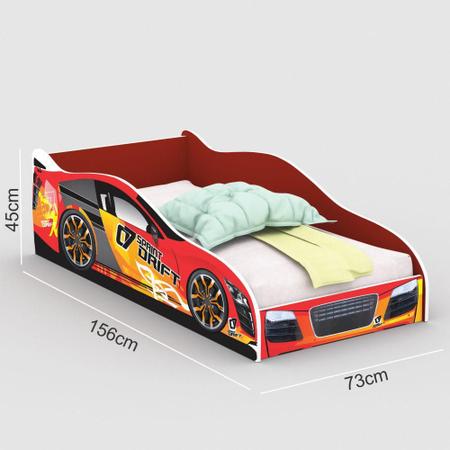 Cama Infantil Carro Drift 150x70 cm com Colchão - Vermelho / Vermelho - RPM  Móveis - Mel - Carrefour - Carrefour