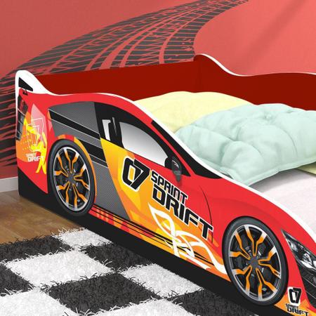 Cama Infantil Carro Drift 150x70 cm - Vermelho/Vermelho - Rpm Móveis