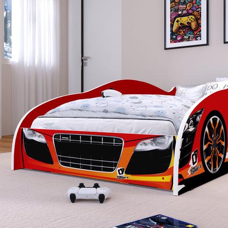 Imagem de Cama Infantil Carro Drift Mini Cama MDF Montessoriana Segura Decoração Quarto Menino - Vermelho - RPM Móveis