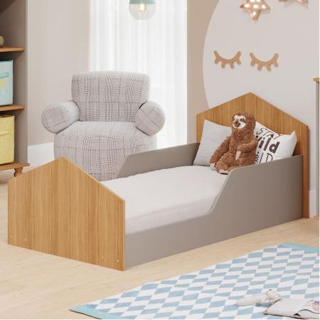 Imagem de Cama Infantil Casinha Permobili com Proteção Lateral Fendi Nature