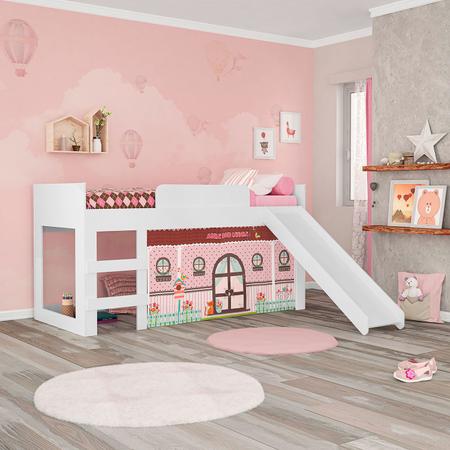 Imagem de Cama Infantil com Escorregador Doce Casinha Joy Branca