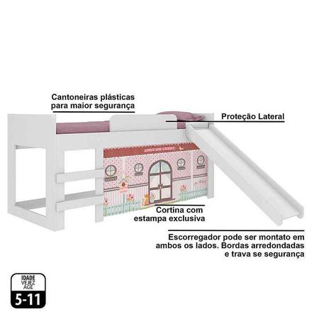 Imagem de Cama Infantil Joy com Escorregador Doce Casinha 21A e Colchão Gazin  Pura Magia