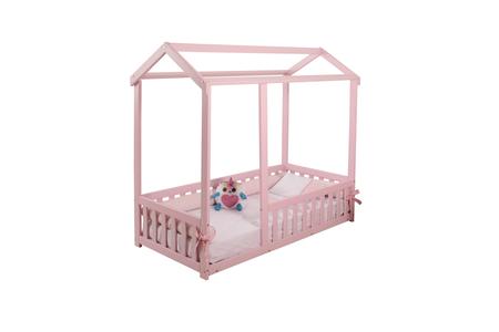 Imagem de Cama Infantil Montessoriano Com Grade Nina - Rosa