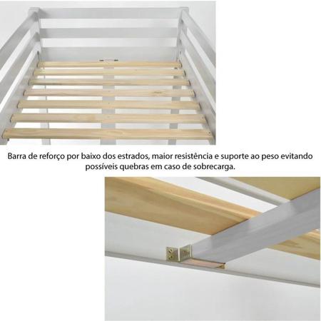 Imagem de Cama Infantil Prime Alta II com Telhado VI e Tenda Casatema Branco/Creme
