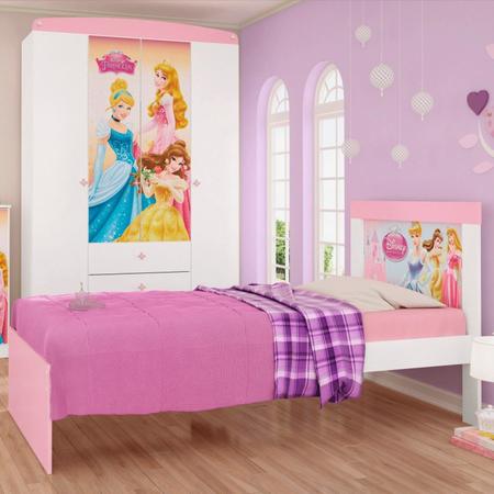 Jogo de Quarto Infantil Princesa Encantada Pura Magia Branco/Rosa