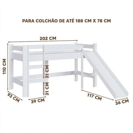 Imagem de Cama Infantil Solteiro com Escorregador Branco