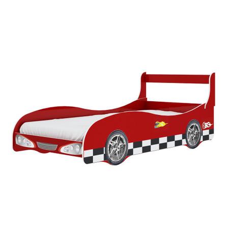 Cama Infantil Solteiro Carro Formula 1 Vermelho para Colchão 88cm