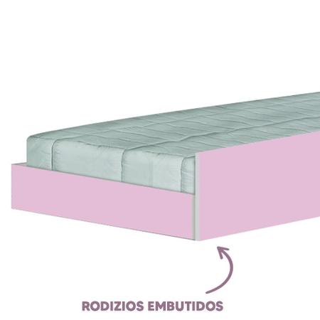 Imagem de Cama Montessoriana Com Colchão Solteiro 4 Rodízios Rosa Elisa Shop JM