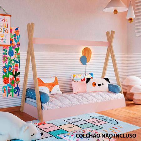 Cama Montessoriana Infantil Estilo Cabana Para Quarto 1,58m Completa Moveis