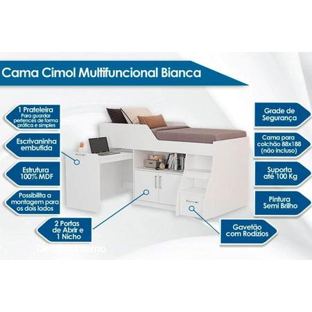 Imagem de Cama Multifuncional Cimol Bianca+Colchão Polar Branco