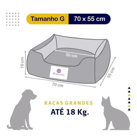 Imagem de Cama para Cachorro ou Gato Tamanho Médio 60x55cm + Ossinho Safari Marinho Com Cinza