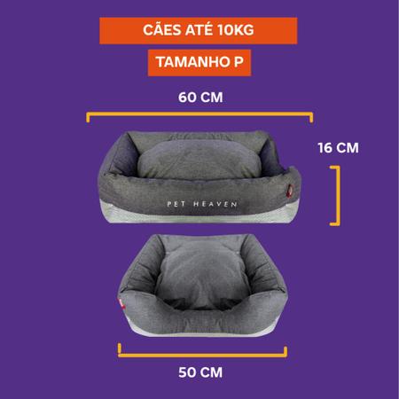 Imagem de Cama para Cachorros Tamanho P até 10 kg Cinza 60 x 50 Lavável C/Zíper Resistente Confortável