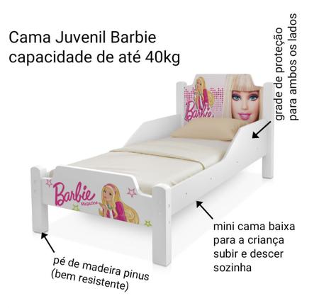 Imagem de Cama para menina da barbie com proteção lateral mais colchão