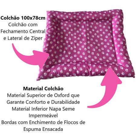 Imagem de Cama Para Pet G Cães e Gatos Fechamento Zíper Lavável Rosa