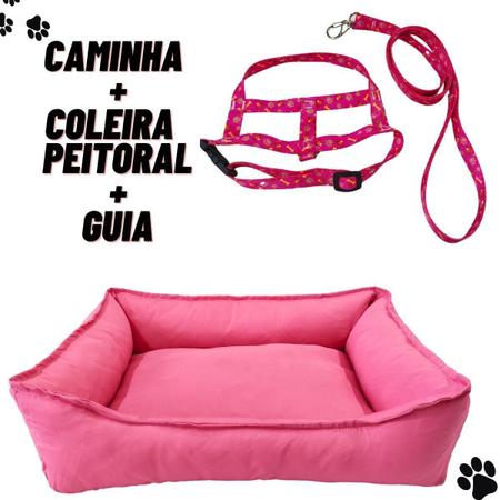 Imagem de Cama Pet Retangular M Tactel Com Zíper + Coleira Peitoral