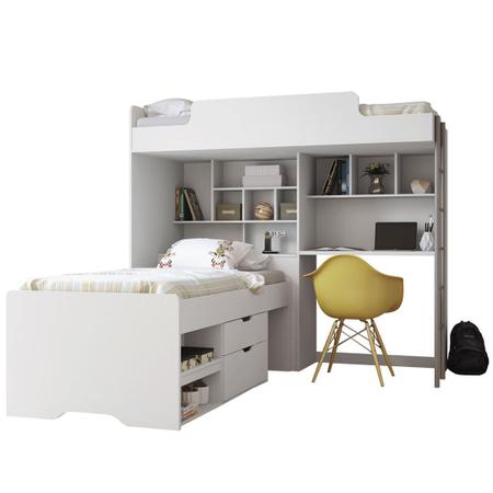 Imagem de Cama Quarto Solteiro Modulo Office New + Cama Gavetas Conect