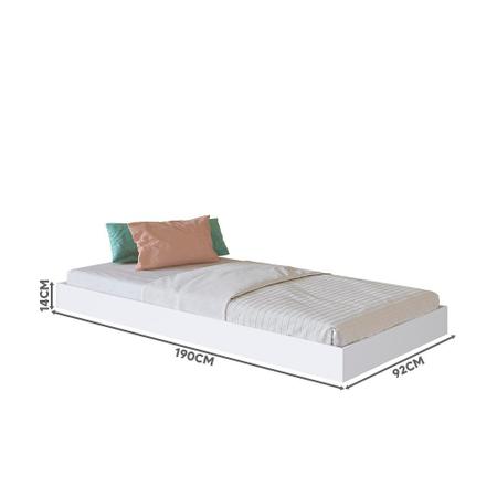 Imagem de Cama Solteiro Com Auxiliar E Nichos Branco Sierra Shop JM