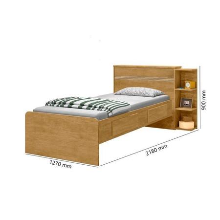 Imagem de Cama Solteiro com Baú 2 Gavetas e Cama Auxiliar Jade Nature