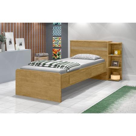 Imagem de Cama Solteiro com Baú 2 Gavetas e Cama Auxiliar Jade Nature