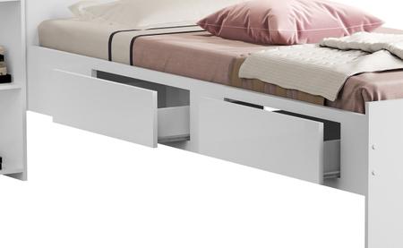 Imagem de cama solteiro com bau duas gavetas cama auxiliar cor branca