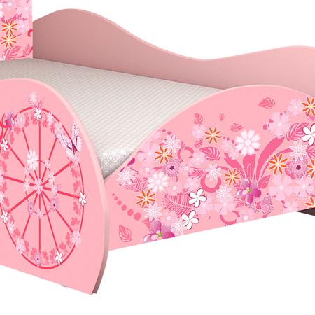 Cama Infantil Carro de Corrida Menina Rosa com Colchão