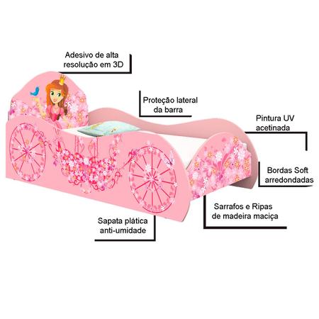 Cama Infantil Carro de Corrida Menina Rosa com Colchão