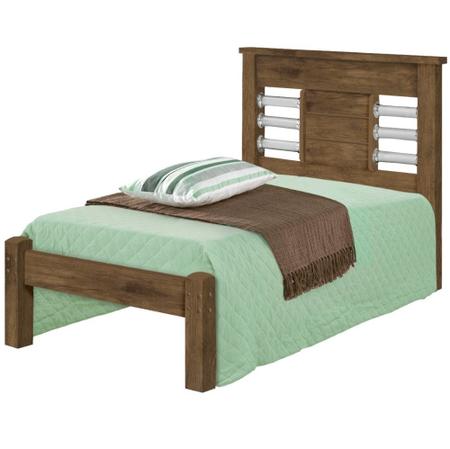 Imagem de Cama Solteiro J&A Móveis Raissa 100% MDF para colchão de 88 cm de largura Jequitibá Off White