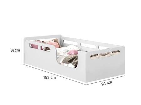 Imagem de cama solteiro montessori com proteção lateral mdf planet baby