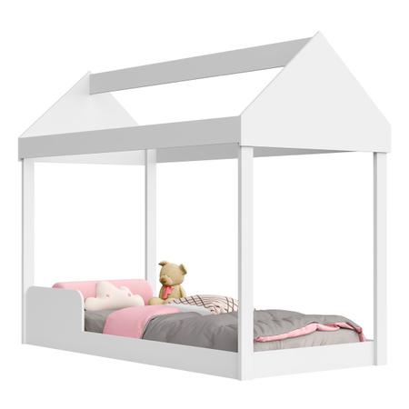 Imagem de Cama Solteiro Montessoriana Branca cama casinha castelo  confortavel resistente