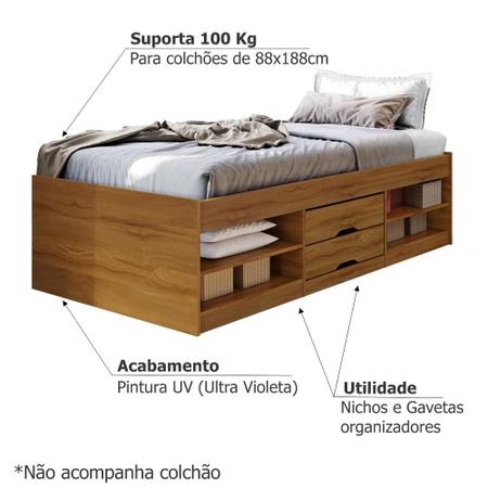 Cama de casal de gala com gaveta e base de cama em acabamento