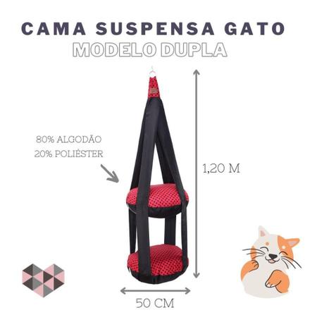 Imagem de Cama Suspensa Para Gato Dupla Modelo Bolinha Vermelha - Casa Com Amor