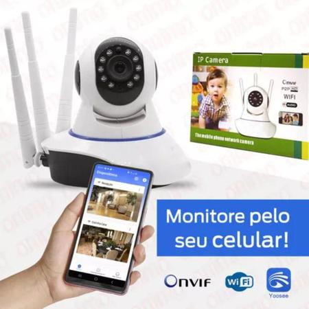 Imagem de Camera 3 Antenas Ip Wifi Sistema Yoosee Wifi Barata