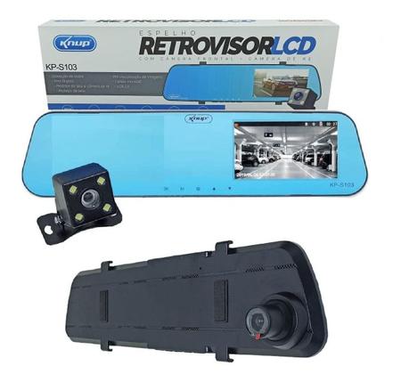 Imagem de Câmera De Ré + Frontal C/ Gravação + Espelho Retrovisor Lcd KNUP KPS103