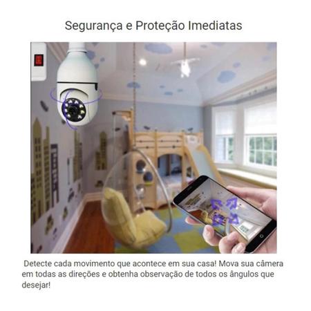 Imagem de Câmera de Segurança Smart Wifi Lampada Led Monitoramento Visão Noturna Remoto Giro 360º